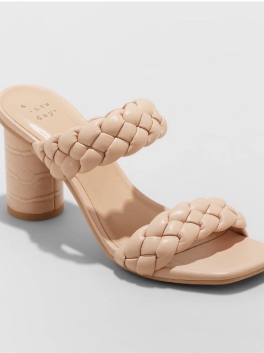 a new day Basil Braided Double-Strap Block Heel Sandals - Nude
